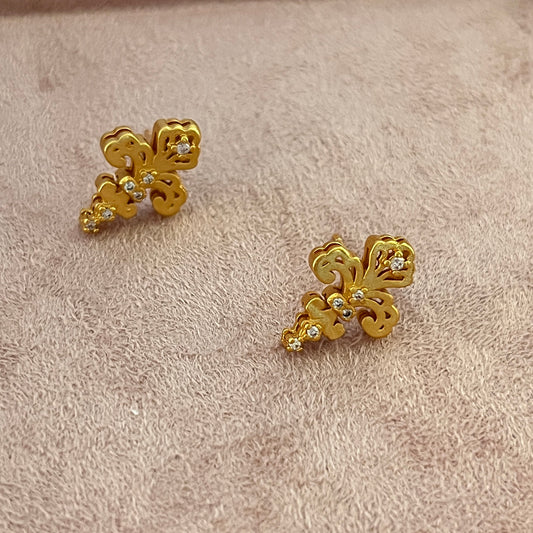 Gold-plated Copper Light Luxury Iris Golden Necklace, Bracelet, Earrings, Ring