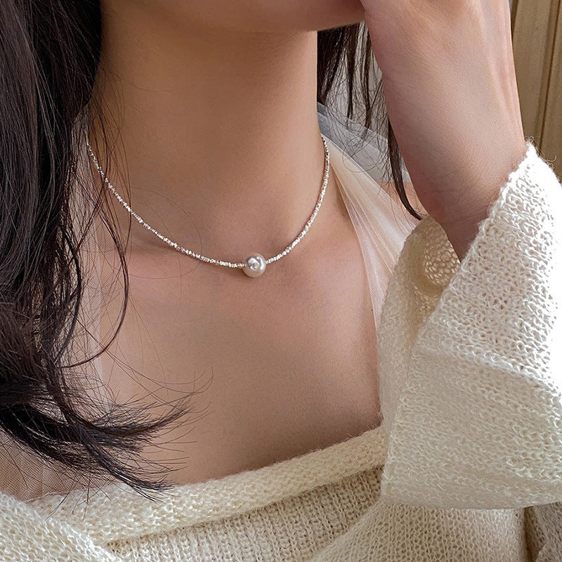 S925 Sterling Silver with a Single Pearl Necklace,Bracelet