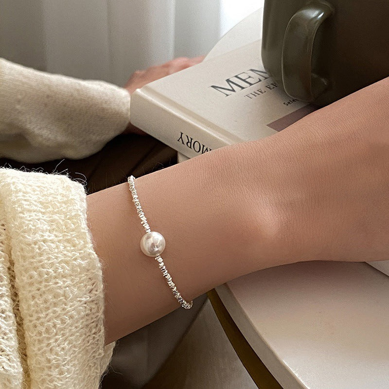 S925 Sterling Silver with a Single Pearl Necklace,Bracelet