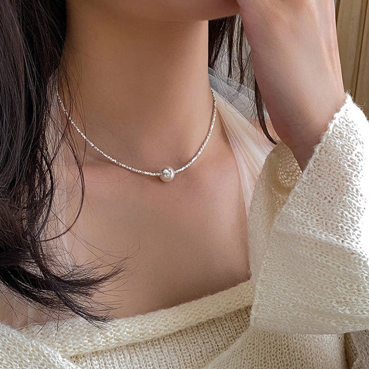 S925 Sterling Silver  with a Single Pearl Necklace,Bracelet